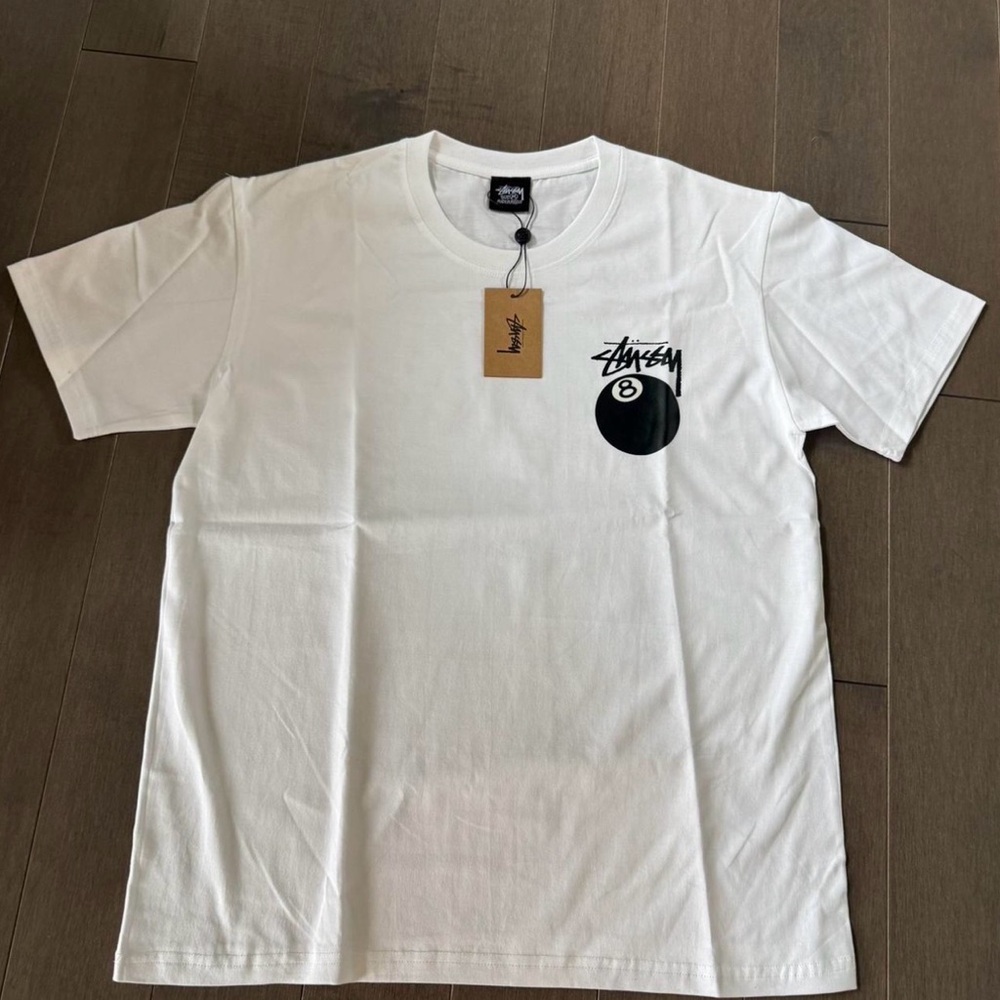 Stussy White 8-Ball Graphic Tee